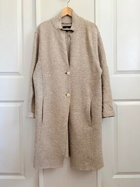 LINE The Label Oatmeal Wool Cotton Long Sweater Coat Size M